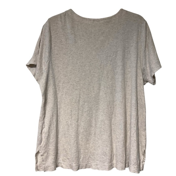 J Jill Pima Slub Knit V neck Tee XL Shirt Southwestern Boho Artsy lightweight - Picture 2 of 13